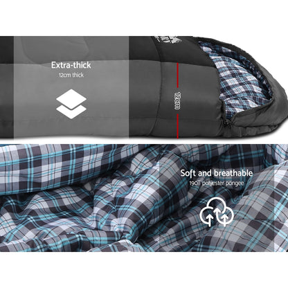 Black Weisshorn single thermal sleeping bag for camping and hiking, designed for cold weather down to -20°C.