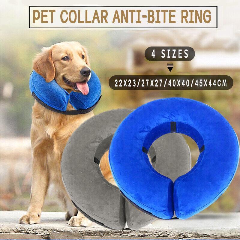 Grey inflatable soft healing dog collar for wounds, suitable for cats and dogs, size L (40x40cm), from Hlpmedical Pet Care.