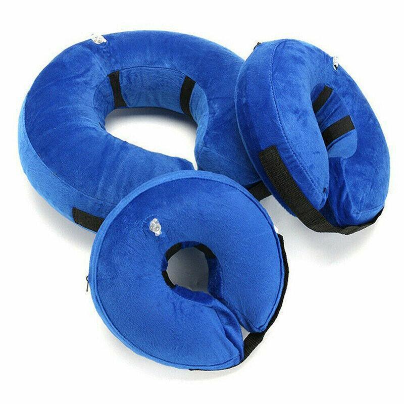 Grey inflatable pet dog collar from Hlpmedical, soft healing cone for wounds, suitable for cats and dogs, 40x40cm.