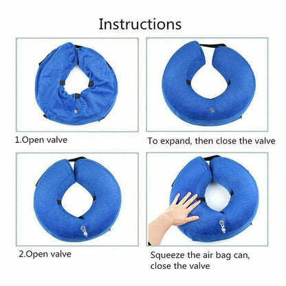 Blue inflatable pet dog collar from Hlpmedical, soft healing cone for wounds, suitable for cats and small dogs, size S (22x23cm).