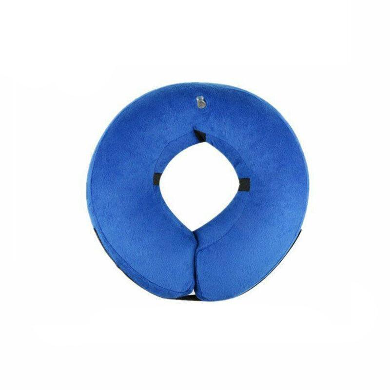 Blue inflatable pet dog collar and cat protective wound healing cone in size S, made by Hlpmedical, featuring soft, flexible design.