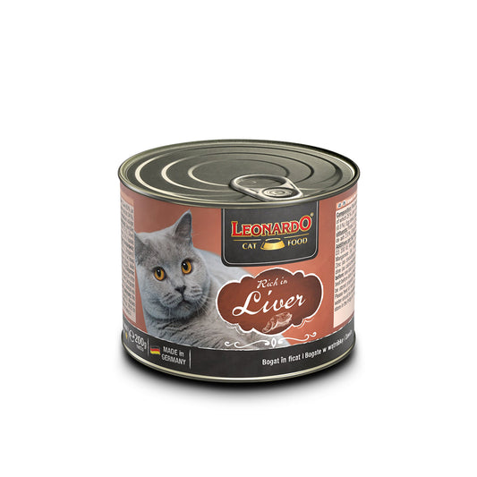 Hlpmedical Leonardo quality cat food pack featuring six 200g cans of rich liver wet cat food for healthy feline nutrition