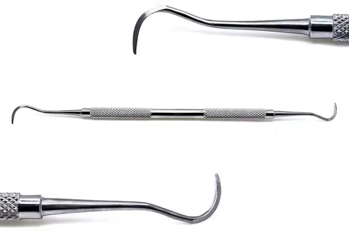 Hlpmedical stainless steel tartar remover with a strong-edged dental hook for reptile and amphibian pet care.