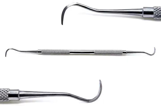Hlpmedical stainless steel tartar remover with a strong-edged dental hook for reptile and amphibian pet care.