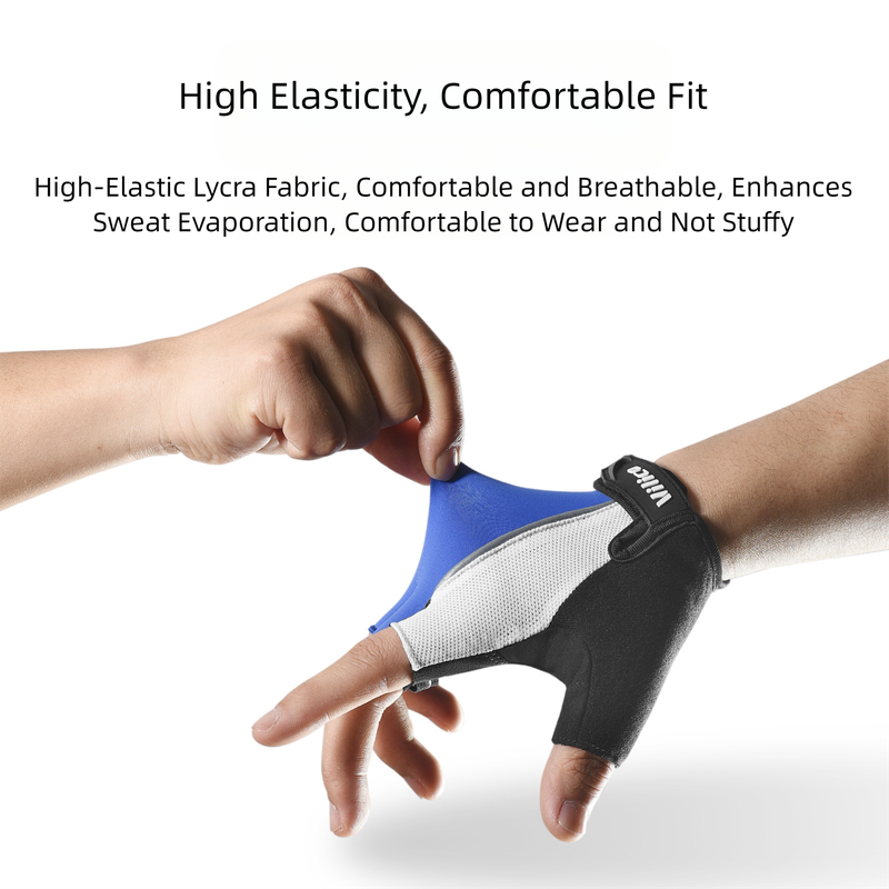 Black padded half-finger cycling gloves by Hlpmedical, breathable and shock-absorbing for gym, fitness, and biking activities.
