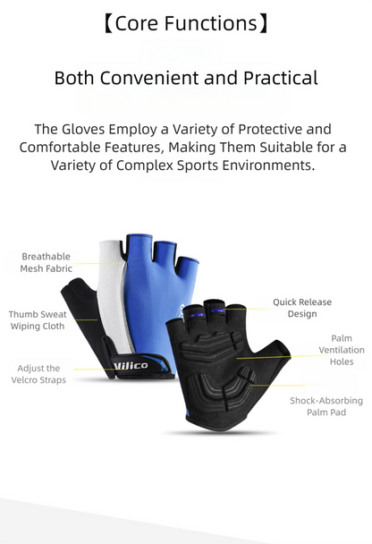 Blue size XL padded half-finger cycling gloves by Hlpmedical, breathable with shock-absorbing padding for gym and bike rides.