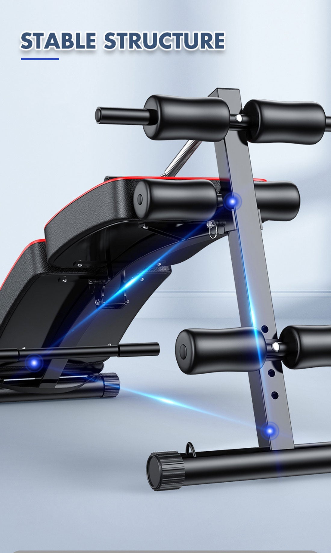 Foldable Hlpmedical weight sit-up bench for adjustable home gym abdominal exercises and fitness workouts.