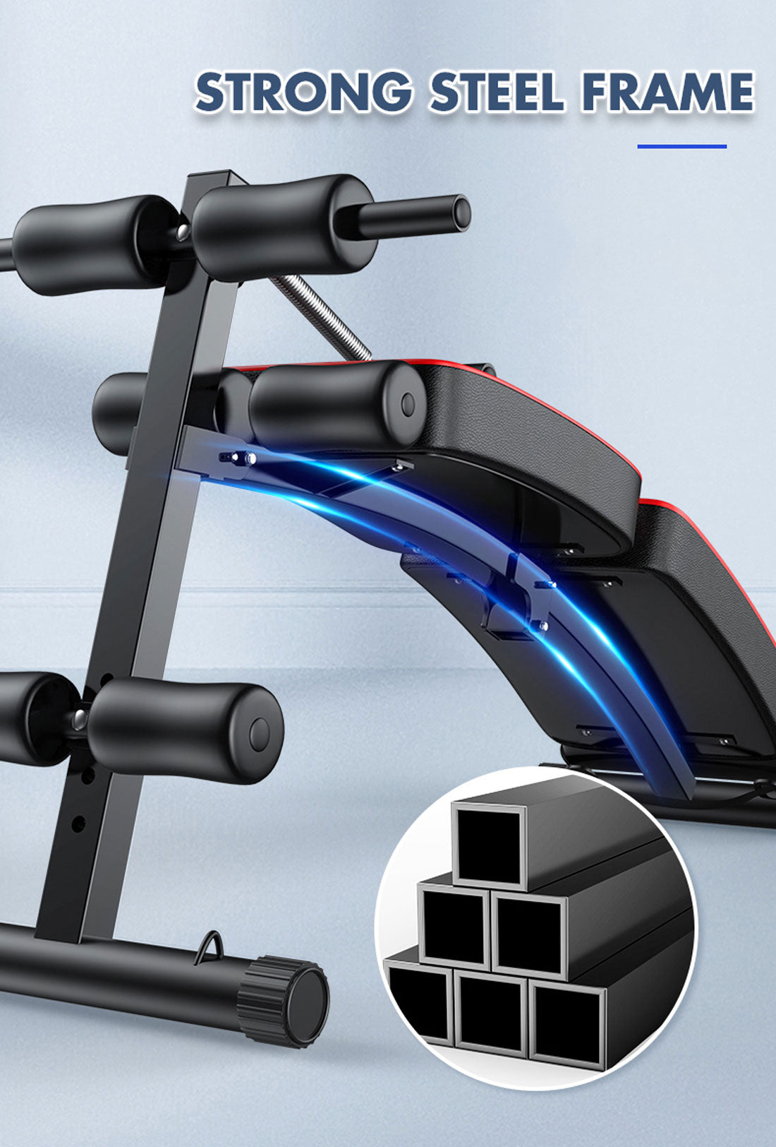 Foldable Hlpmedical weight sit-up bench for adjustable home gym abdominal exercises and fitness training.