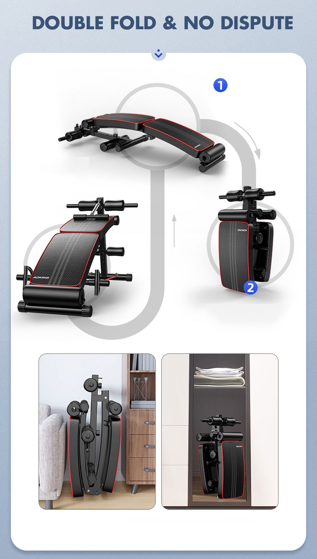 Foldable Hlpmedical weight sit-up bench with adjustable incline for home gym abdominal exercises and core workouts.