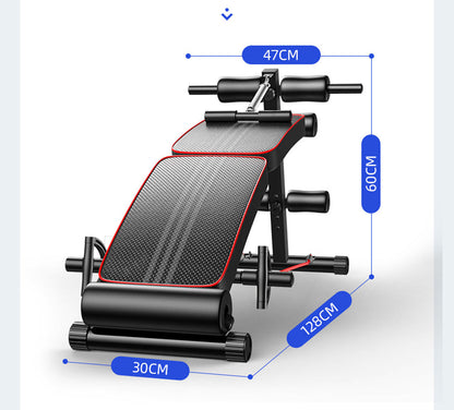 Foldable Hlpmedical adjustable sit-up and weight bench for home gym, abdominal exercise, and fitness training.