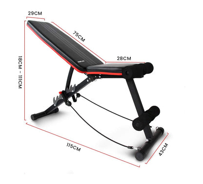 Hlpmedical Proflex adjustable weight bench for gym workouts, featuring folding design and support for lifting exercises.