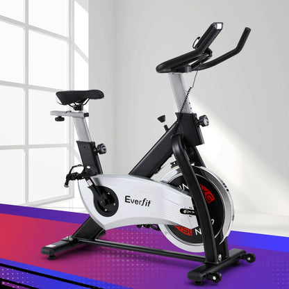 Hlpmedical 15kg flywheel spin bike for home gym, featuring adjustable seat and handlebars, sturdy frame, and 120kg weight capacity.