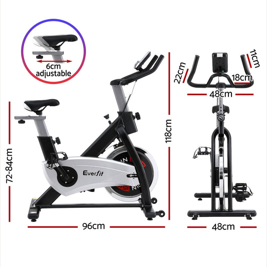 Hlpmedical 15kg flywheel spin bike for home gym, featuring adjustable seat and handlebars, sturdy frame, and 120kg weight capacity.