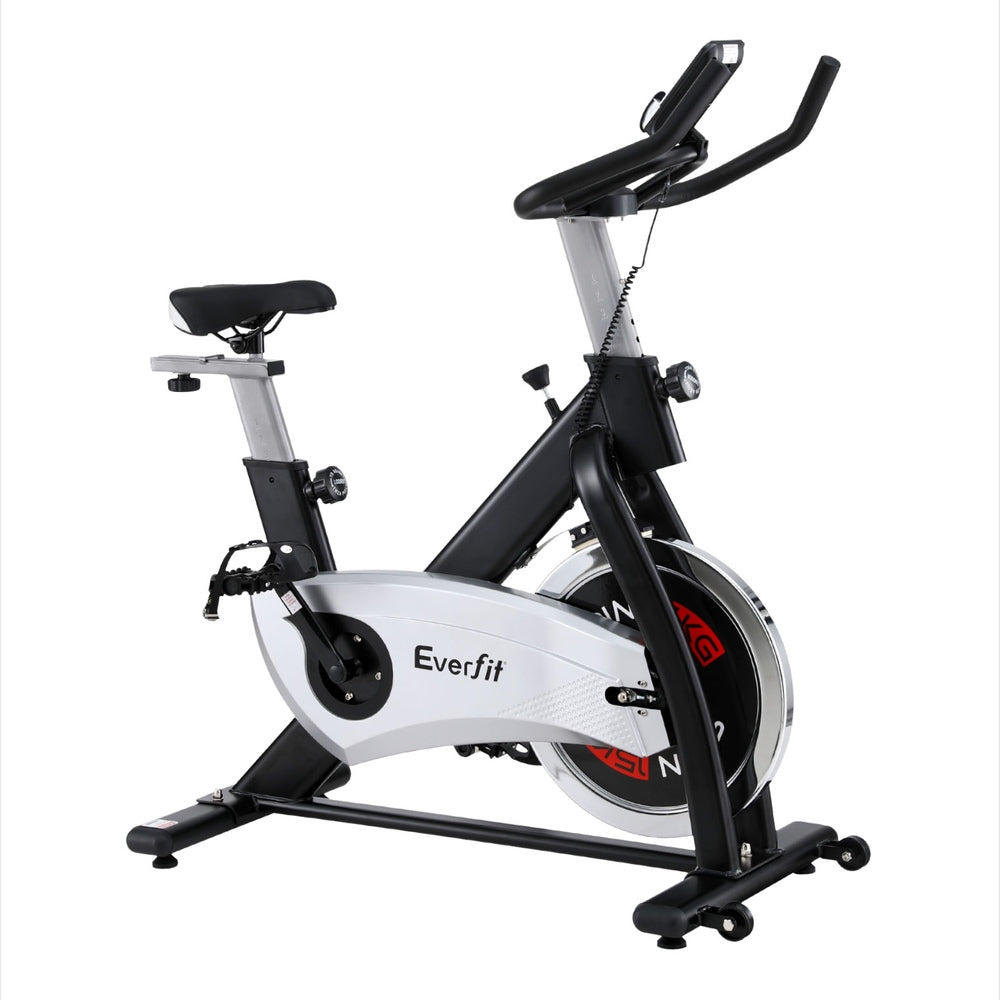 Hlpmedical 15kg flywheel spin bike for home gym, featuring adjustable seat and handlebars, supports up to 120kg weight capacity.