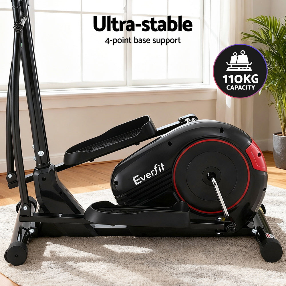 Hlpmedical Everfit exercise bike elliptical cross trainer with LCD display for home gym fitness, showing handlebars and console.