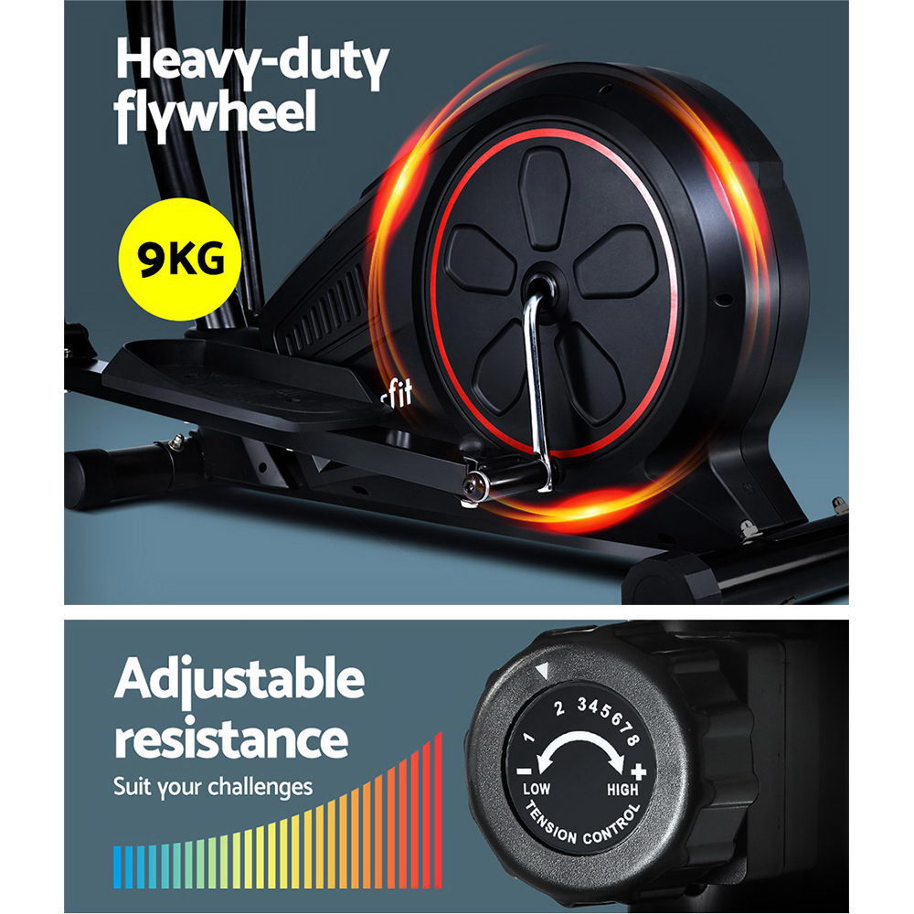 Hlpmedical Everfit exercise bike elliptical cross trainer with LCD display, home gym fitness machine for cardio workouts.