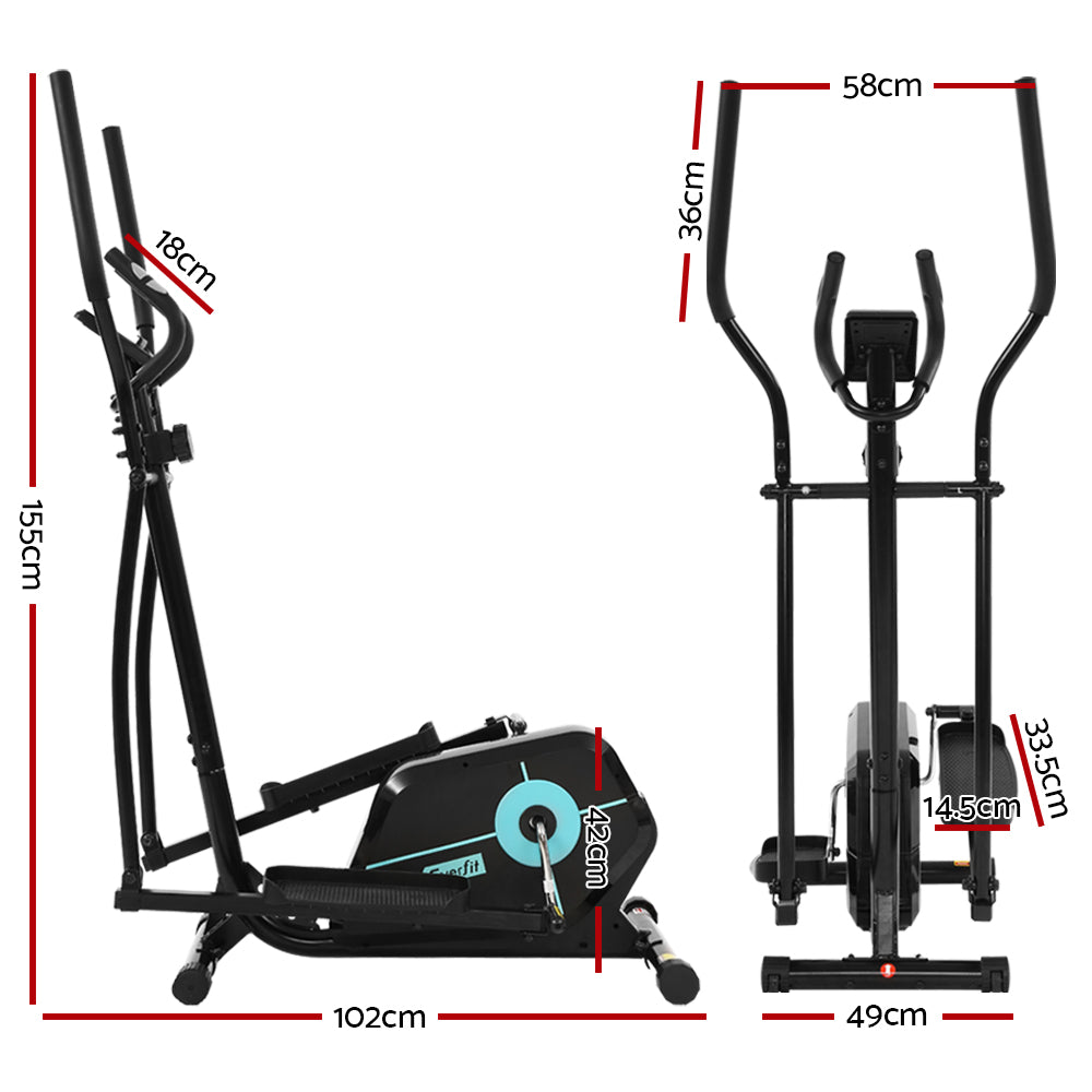 Hlpmedical Everfit exercise bike elliptical cross trainer for home gym, featuring magnetic resistance and adjustable settings.