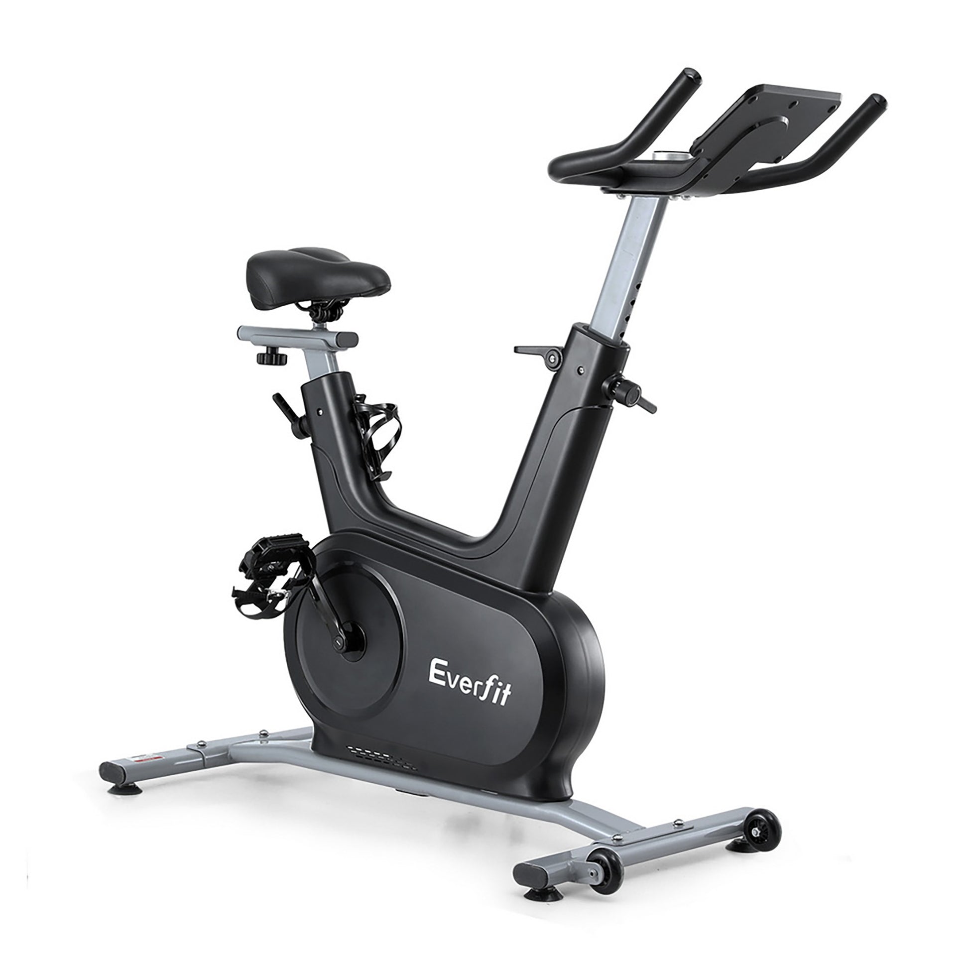 Everfit exercise spin bike by Hlpmedical with electromagnetic resistance, Bluetooth, 24 levels, and a 120kg weight capacity for home fitness.