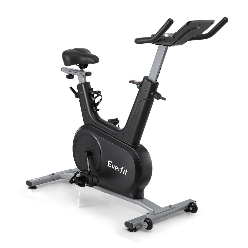 Everfit exercise spin bike by Hlpmedical with electromagnetic resistance, Bluetooth, 24 levels, smart home fitness, supports 120kg weight.