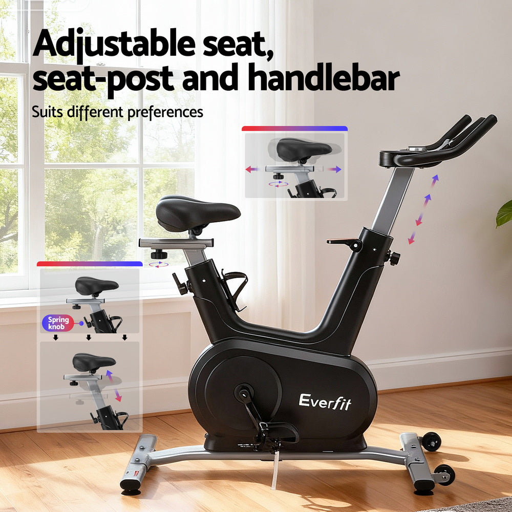 Everfit exercise spin bike by Hlpmedical with Bluetooth, 24-level electromagnetic resistance, suitable for home fitness.