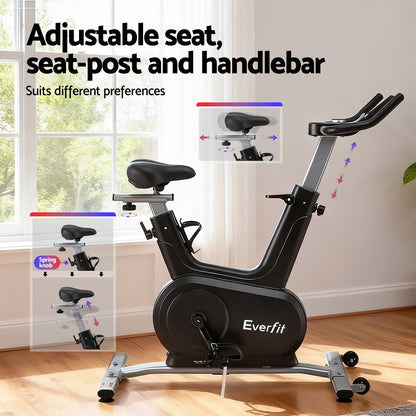 Everfit exercise spin bike by Hlpmedical with Bluetooth, 24-level electromagnetic resistance, suitable for home fitness.