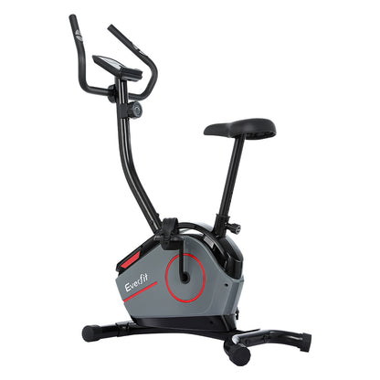 Everfit Magnetic Exercise Bike by Hlpmedical featuring 8 resistance levels, upright design for home gym cardio workouts.