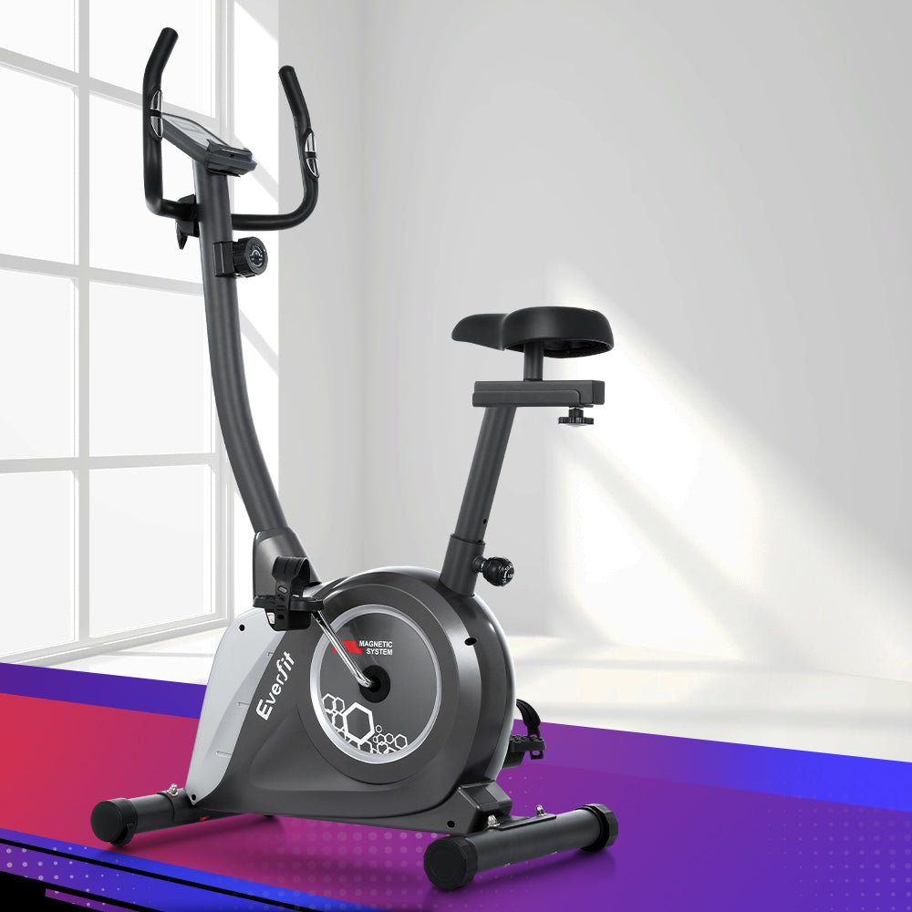 Everfit magnetic exercise bike by Hlpmedical, upright fitness bike for home gym cardio workouts with adjustable resistance.