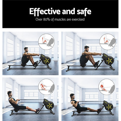 Hlpmedical Everfit rowing machine, air resistance exercise bike for cardio workouts at home and gym fitness training.