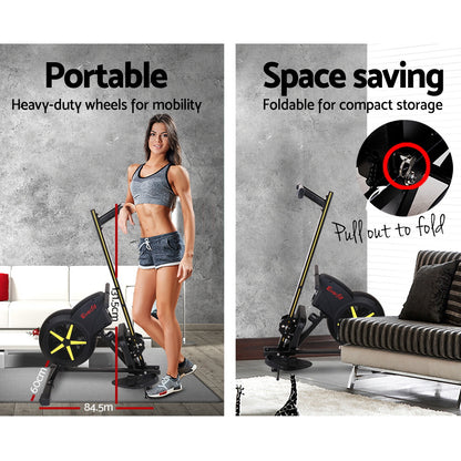 Hlpmedical Everfit Air Rowing Machine for exercise, fitness, and cardio workouts at home or gym, featuring adjustable resistance and ergonomic design.