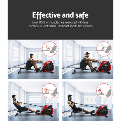 Hlpmedical Everfit rowing machine with elastic rope resistance for home cardio fitness and full-body exercise.