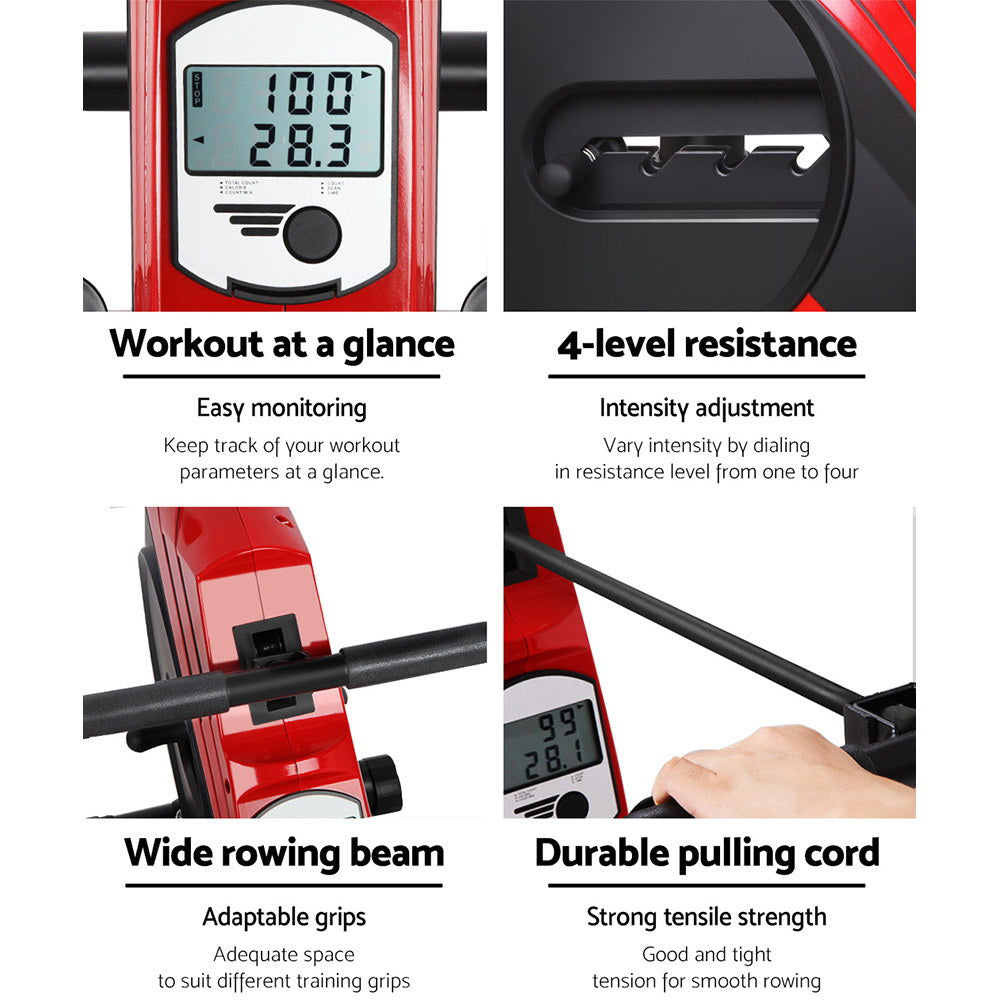 Everfit rowing machine by Hlpmedical with elastic rope resistance for home cardio and fitness workouts.