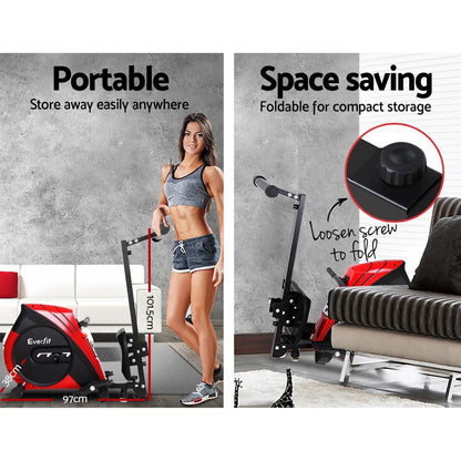 Hlpmedical Everfit rowing machine with elastic rope resistance for home cardio fitness and full-body exercise workouts