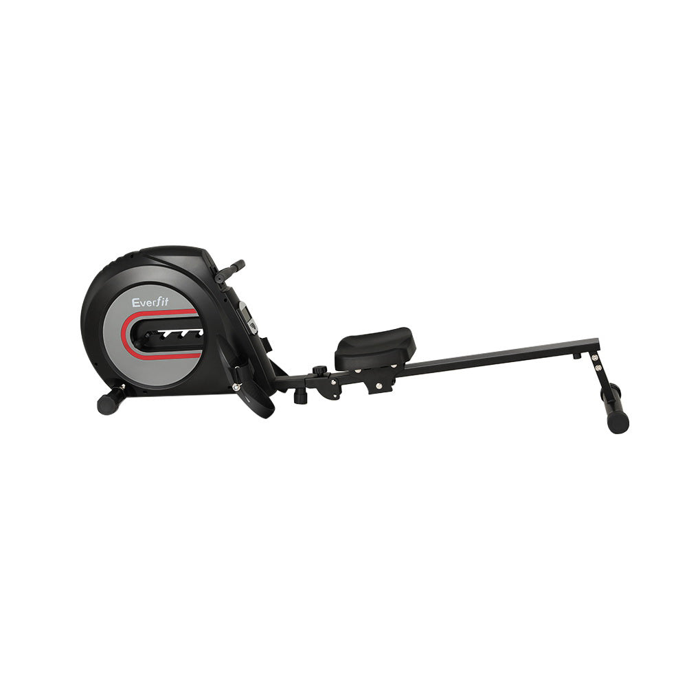 Everfit rowing machine with elastic rope resistance for home cardio, black gym fitness equipment by Hlpmedical.