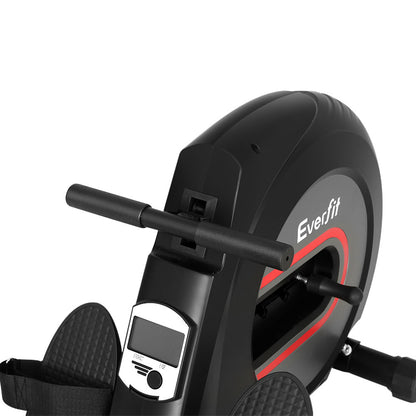 Everfit rowing machine by Hlpmedical with elastic rope resistance for home cardio and fitness, black color, exercise equipment.