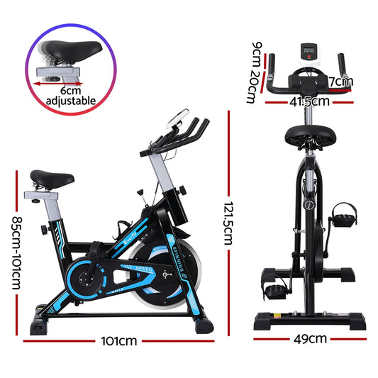 Hlpmedical Everfit Spin Bike with 13kg flywheel and 150kg capacity for indoor cycling workouts in a gym or home setting.
