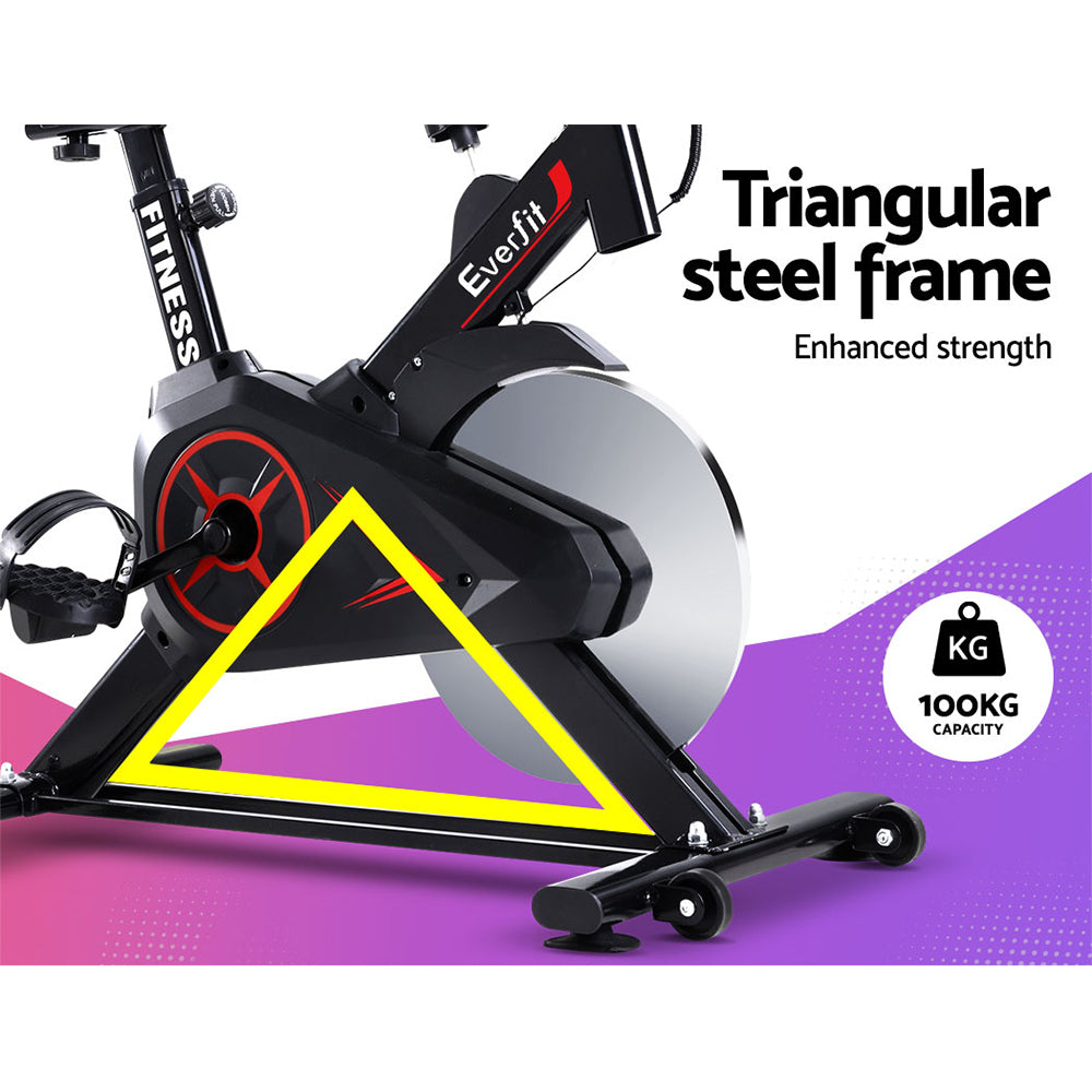 Hlpmedical Everfit spin bike with adjustable flywheel for home gym cycling and fitness workouts.