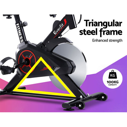 Hlpmedical Everfit spin bike with adjustable flywheel for home gym cycling and fitness workouts.