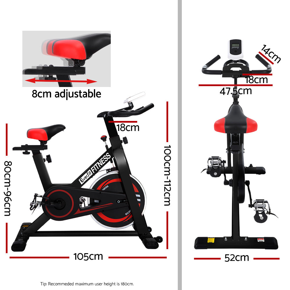 Everfit Spin Bike by Hlpmedical with flywheel for indoor cycling; ideal for home gym cardio workouts and fitness training.