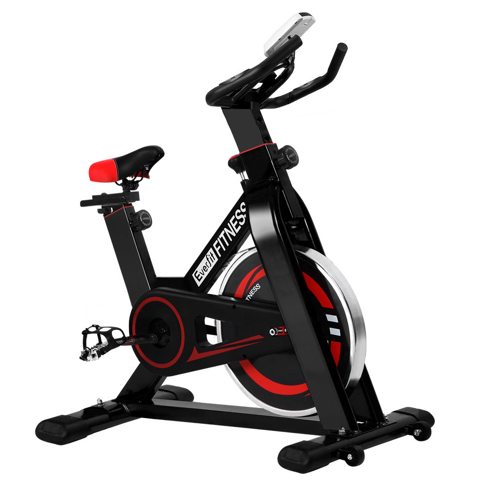 Everfit Spin Bike exercise bike with flywheel for indoor cycling and cardio workouts in home gym fitness setting.