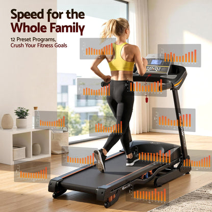 Everfit electric treadmill by Hlpmedical with auto incline, 480mm belt width for home gym fitness and exercise routines.