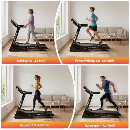 Hlpmedical Everfit electric treadmill with auto incline, home gym exercise machine, 480mm width, for fitness and cardio workouts