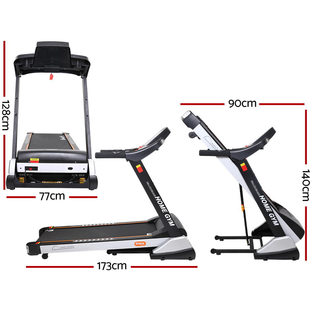 Everfit electric treadmill with auto incline for home gym fitness, featuring a 480mm running surface.