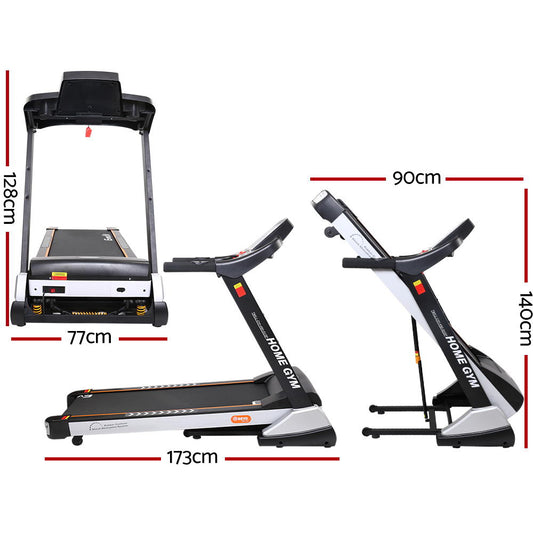 Everfit electric treadmill with auto incline for home gym fitness, featuring a 480mm running surface.