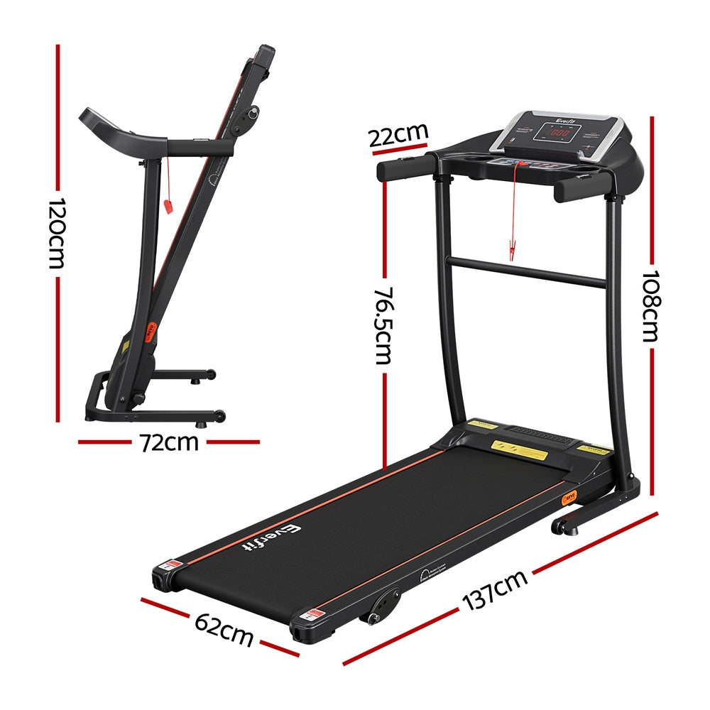 Hlpmedical Everfit electric treadmill for home gym, features incline and 400mm running surface for fitness exercise.