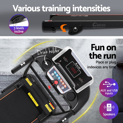 Hlpmedical Everfit electric treadmill for home gym, featuring incline and 400mm running surface for fitness exercise.