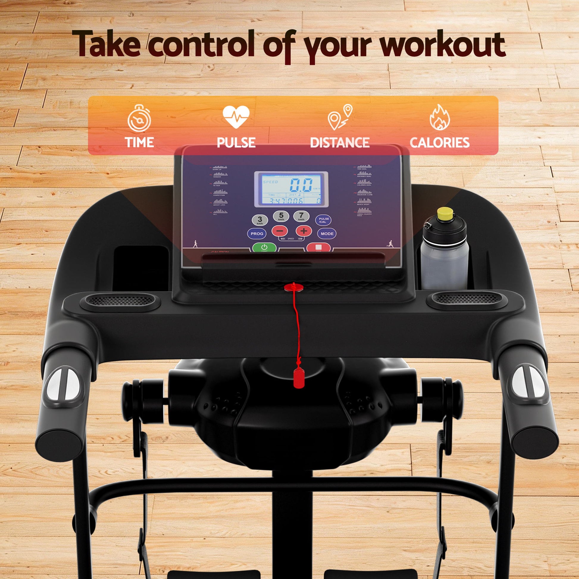 Everfit electric treadmill by Hlpmedical for home gym exercise, featuring a 400mm wide running surface and built-in massager.