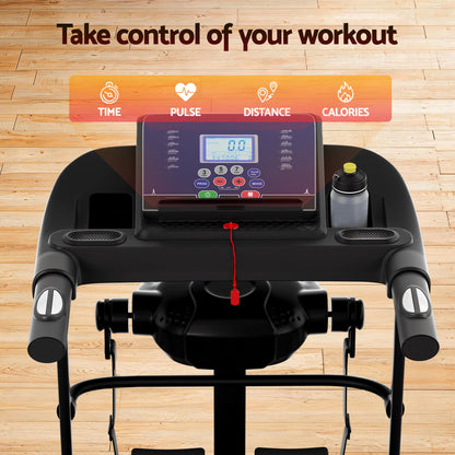 Everfit electric treadmill by Hlpmedical for home gym exercise, featuring a 400mm wide running surface and built-in massager.