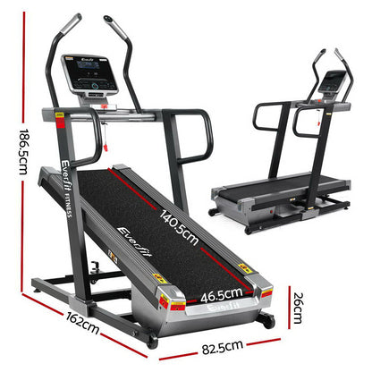 Everfit electric incline treadmill by Hlpmedical for home gym fitness, featuring a sturdy running belt and digital display.
