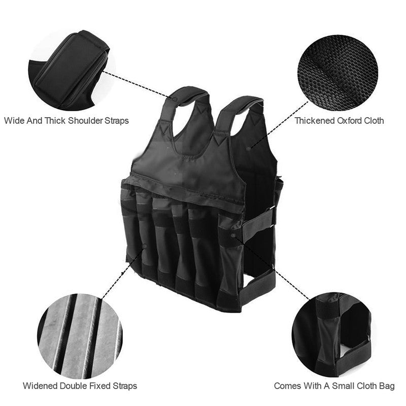 Hlpmedical adjustable 50kg weighted vest for fitness training, designed for exercise and gym workouts with padded straps and weight plates.