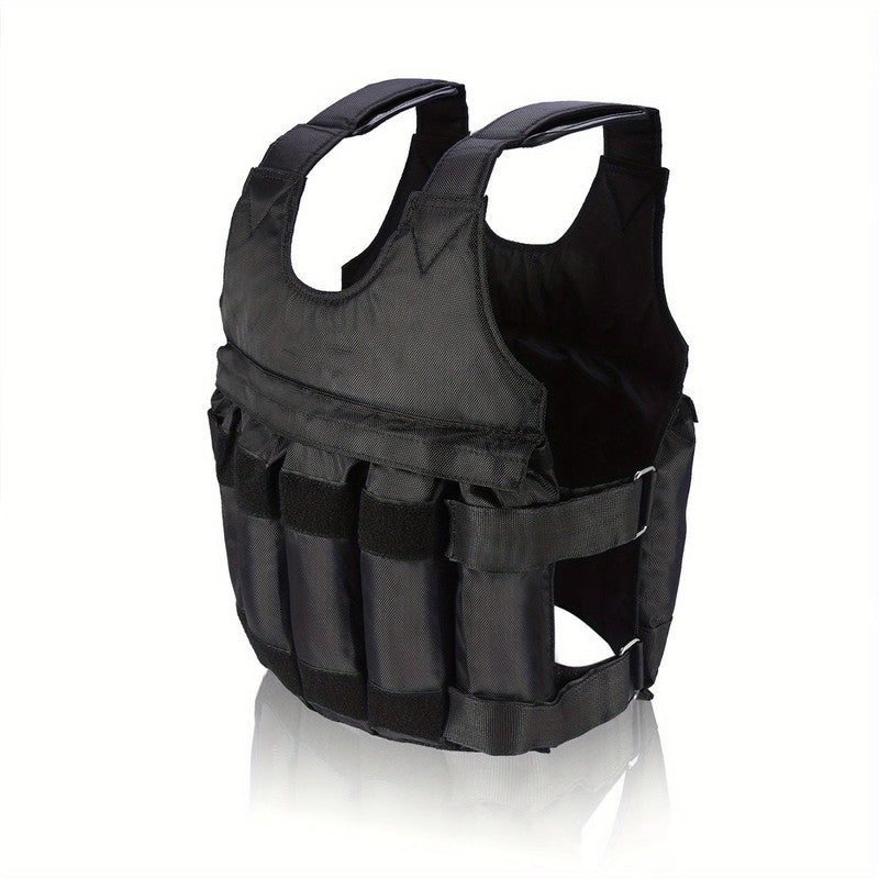 Hlpmedical adjustable 50kg weighted vest for fitness training, with padded straps and weight plates for gym and exercise workouts.